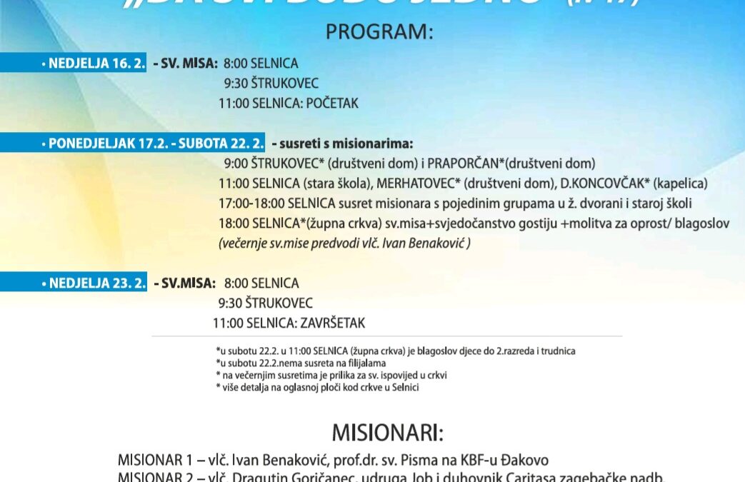 Pučke misije u župi sv.Marka Selnica