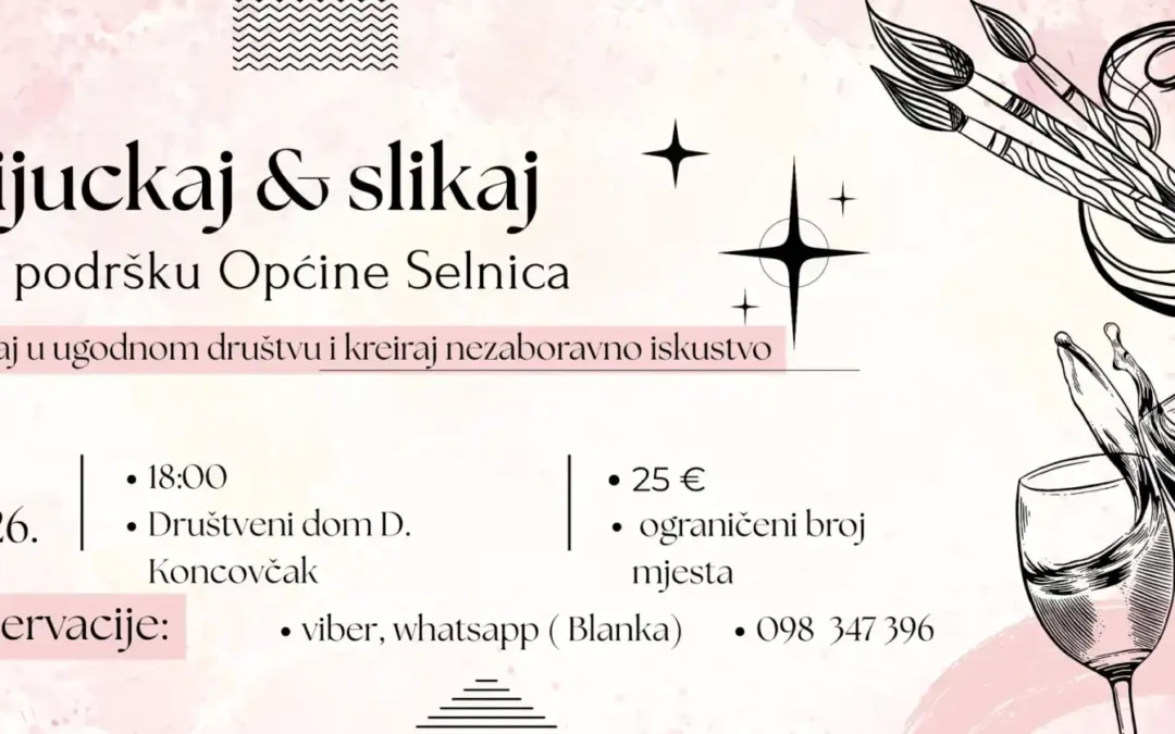 Pijuckaj i slikaj – opusti se, uzmi kist u ruke i uživaj u kreativnoj večeri